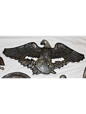 Vintage Florestone American Eagle Shield Arrows 30" Molded Stone Wall Plaque